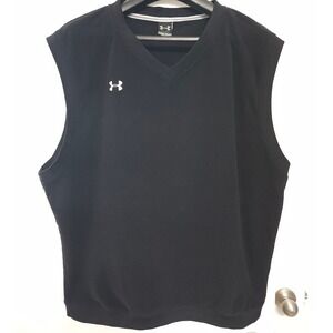 Under Armour Men's Black‎ V-Neck Ribbed Sleeveless Poly Knit Vest XL